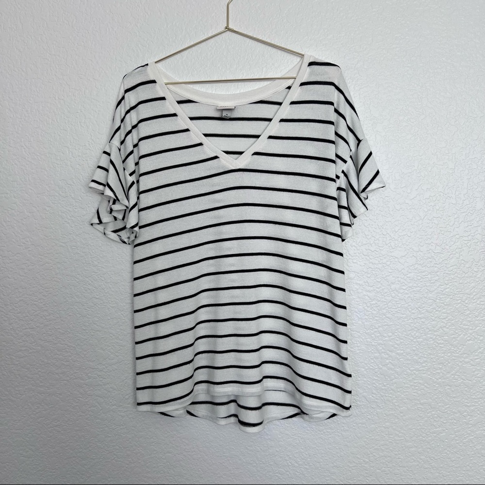 A New Day Striped Ruffle Sleeve Top | Medium